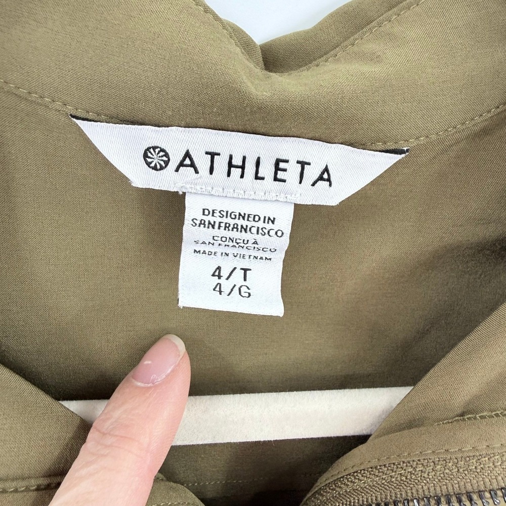 Athleta Brooklyn Utility Romper Olive Green Sleeveless Zip Front 4T TALL - Picture 4 of 6